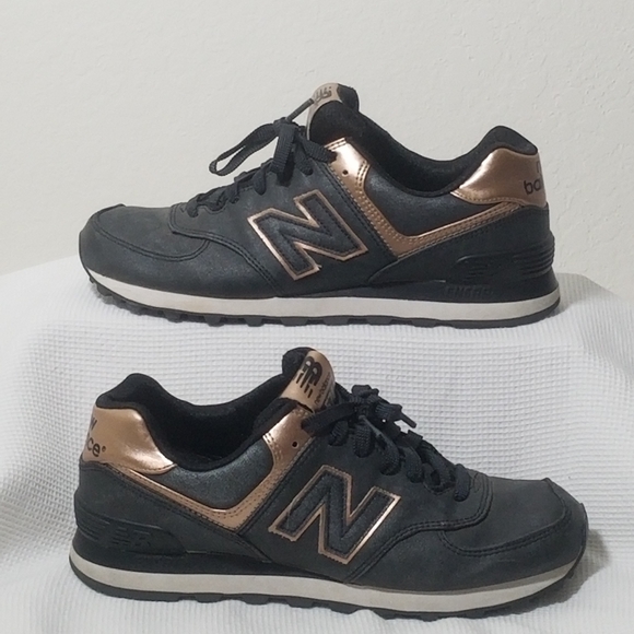 New Balance Women's Black and Bronze Sneakers - Picture 5 of 9